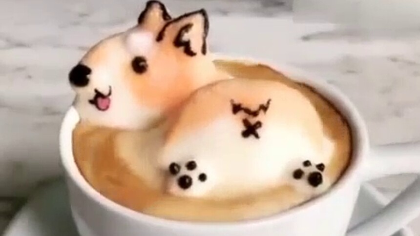 【萌吃货美食】超可爱的狗狗卡布奇诺