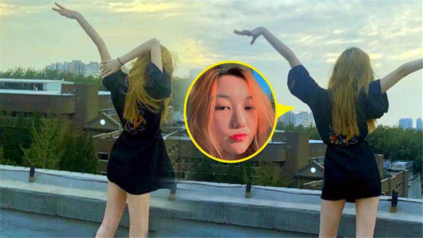 李嫣天台秀背影，大长腿好似二次元美少女，不露正脸时充满了自信