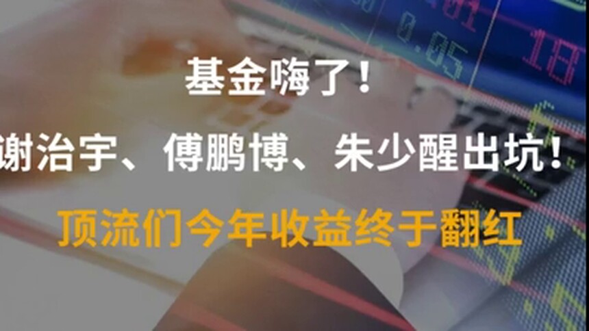 【中国财富报道】基金嗨了！谢治宇、傅鹏博、朱少醒出坑！顶流们今年收益终于翻红