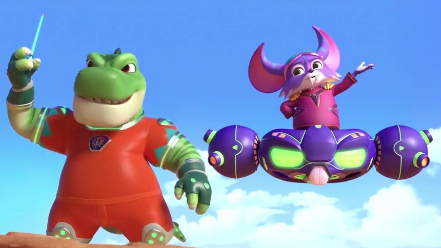 《宇宙护卫队之钢甲霸王龙》第13集看点：跳鼠和石柱指挥棒