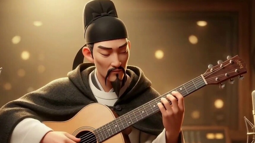 「M³」AI MV创作大赛作品：《将进酒》当一根弦拨开一场梦，一樽酒漾出千年回响