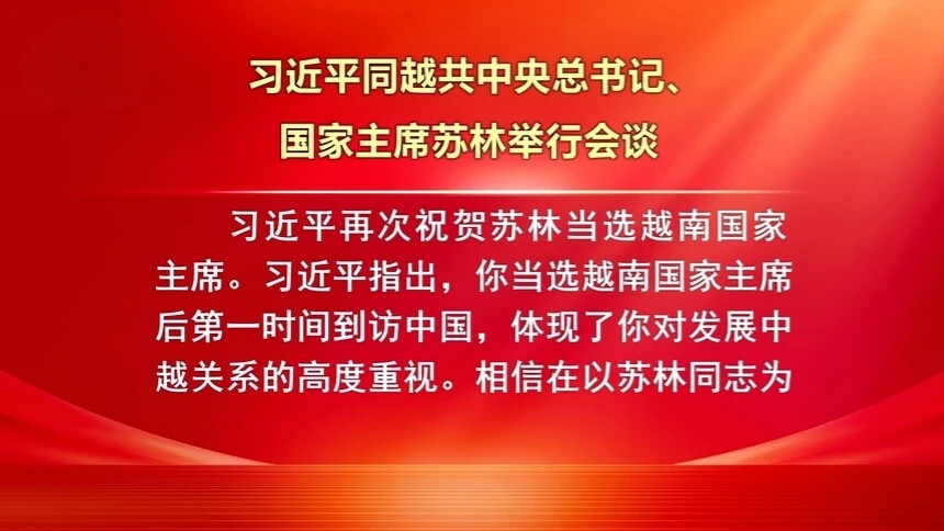 习近平同越共中央总书记、国家主席苏林举行会谈