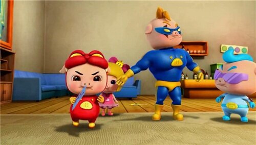 超人强气急败坏的与猪猪侠斗嘴