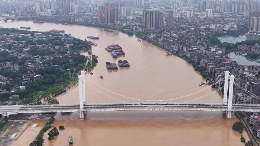 受台风“美莎克”影响 广西多地遭遇持续性强降雨